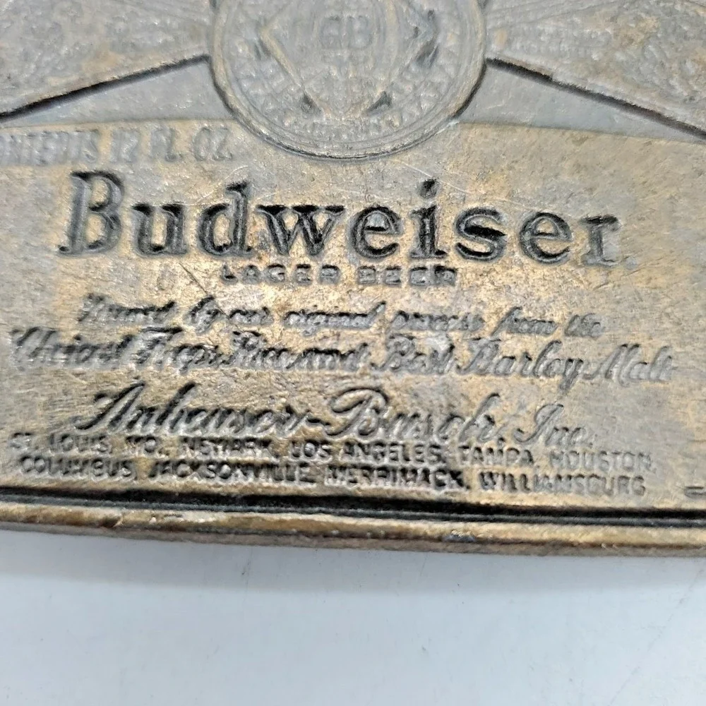 Vintage Anheuser Busch Budweiser‎ Beer Bronze Belt Buckle Made in USA